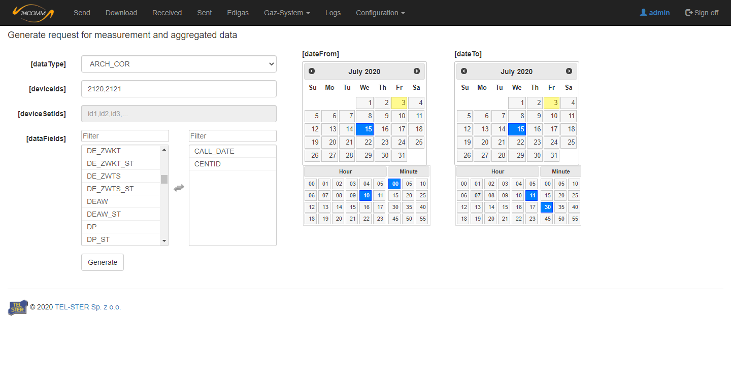 Figure 4. Generate request – GS2TelCOMM |protocol AS4 | AS4 | B2B| Edigas | EDIG@S