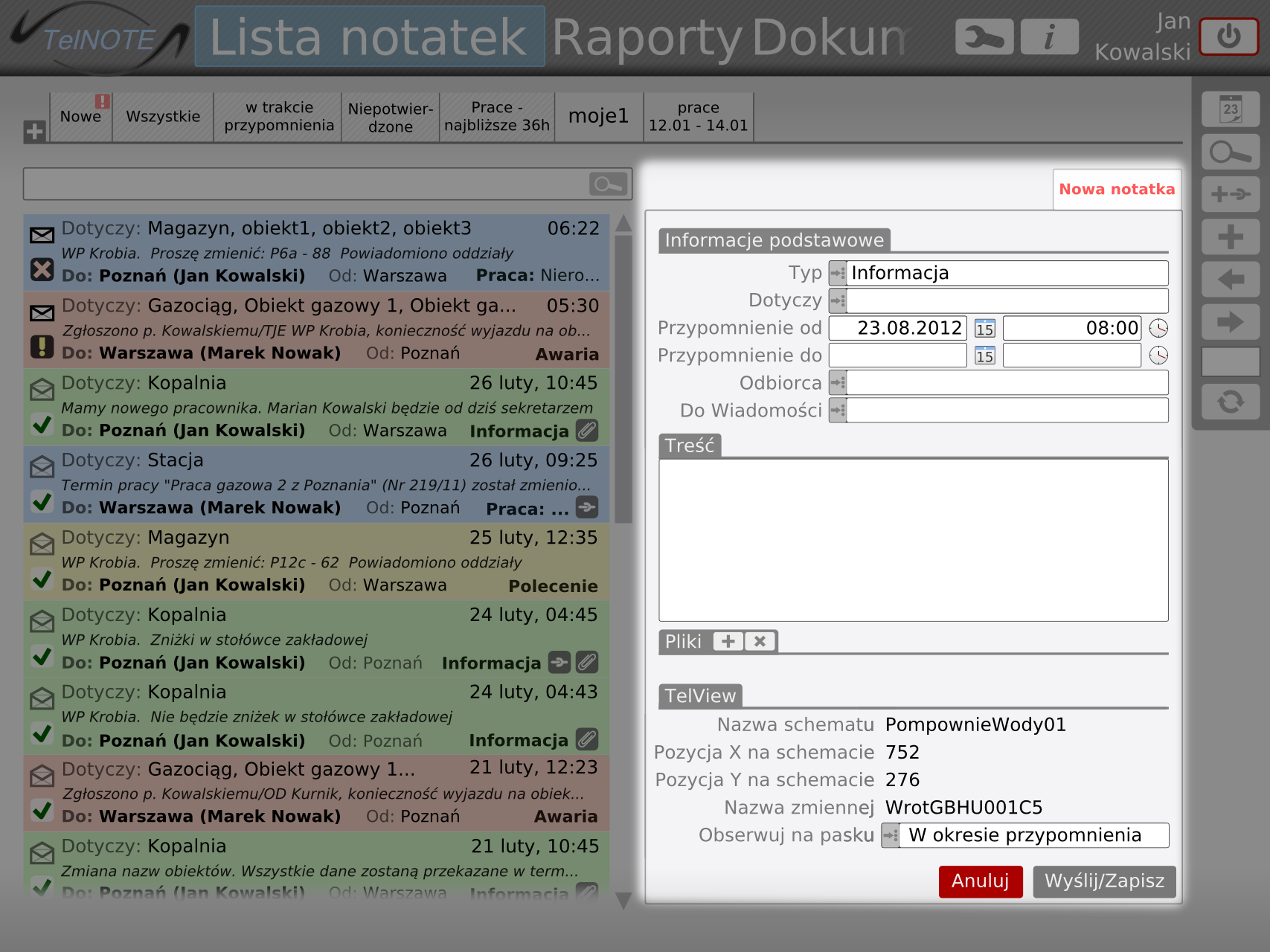 Komentarz TelNOTE do archiwum pomiaru | TEL-STER | SCADA